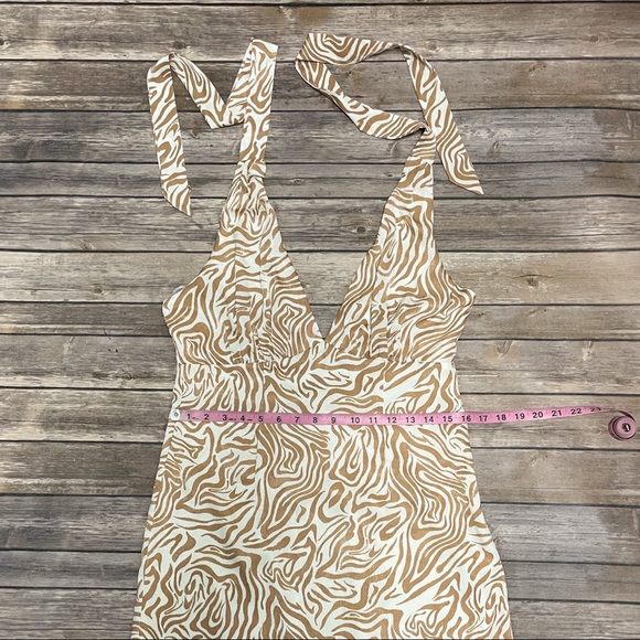 Song Of Style Jude Ivory Tan Halter Midi Backless Dress Medium Swirl Print - Picture 9 of 12